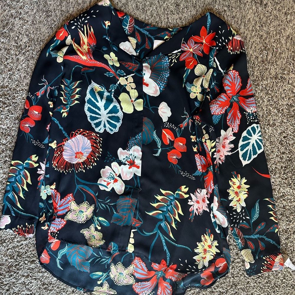 Vila Clothes Floral Print Long Sleeve Blouse Top Colorful Pattern